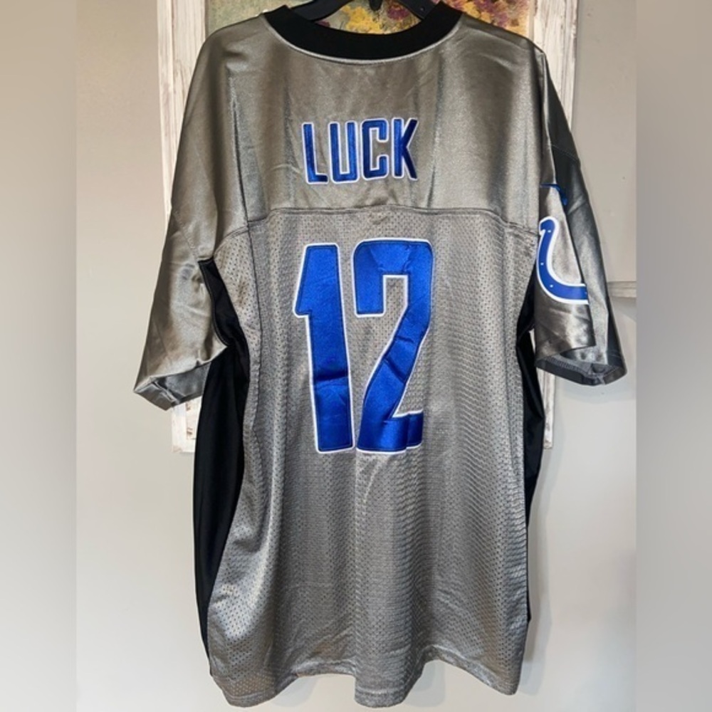 NFL Official Nike On Field Andrew Luck Jersey Stitched Nylon Gray Black Sz 56